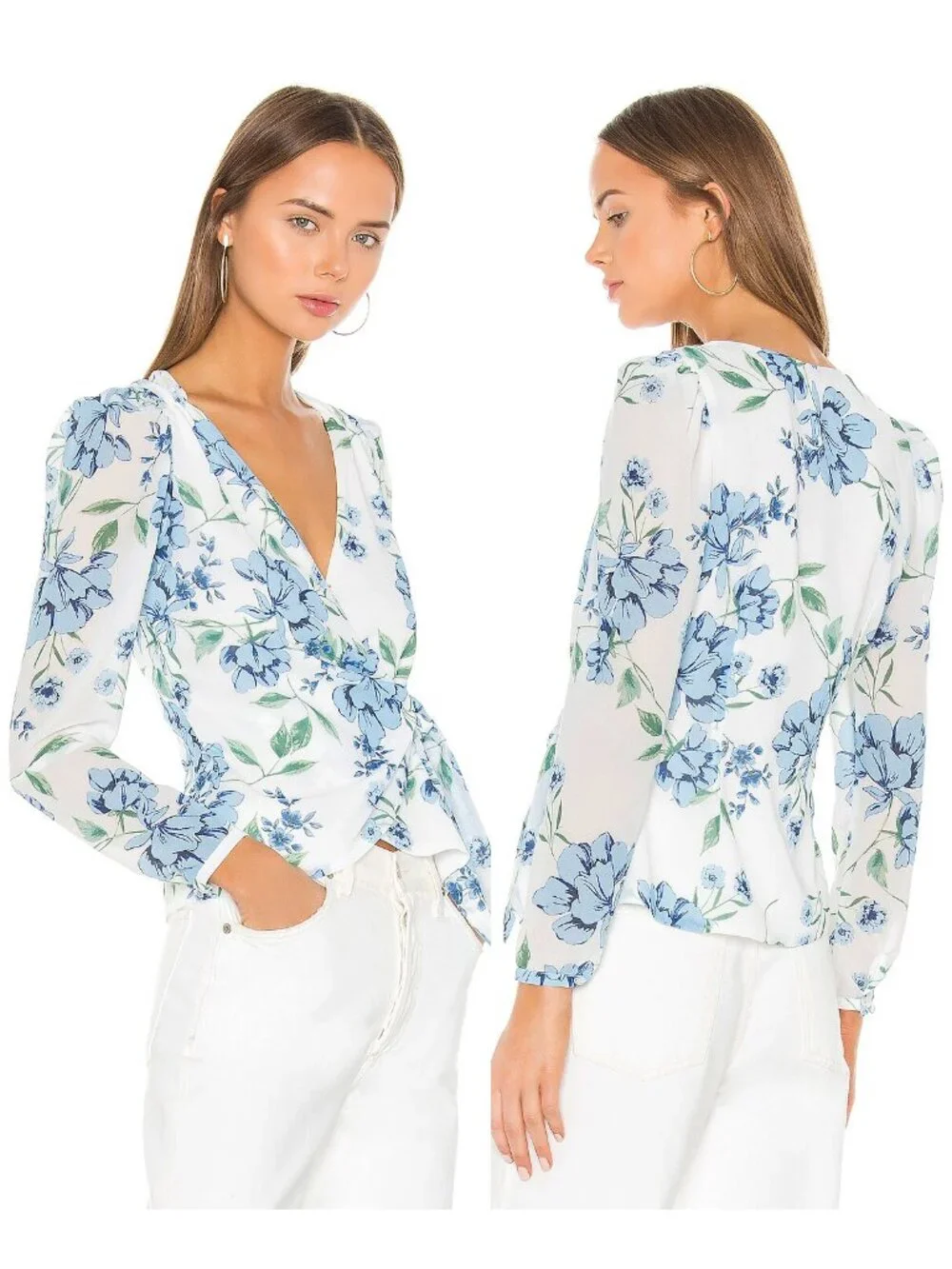 Yumi Kim Kiss And Make Up Wrap Tie Blouse Top S Precious Moments Floral $138